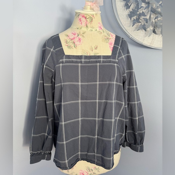 a.n.a Tops - a.n.a Charcoal Checkered Blouse